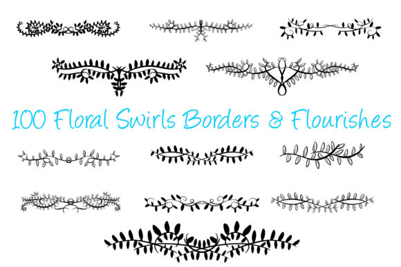 Enhance Your Designs with 100 Leaf Floral Swirl Borders Separator