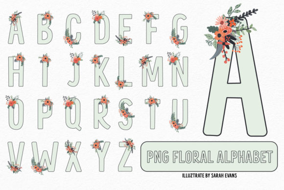 Explore Mint Floral Alphabet PNG Clipart