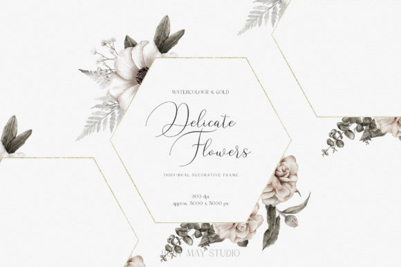Explore the Beauty of Watercolor Round Floral Gold Frame PNG