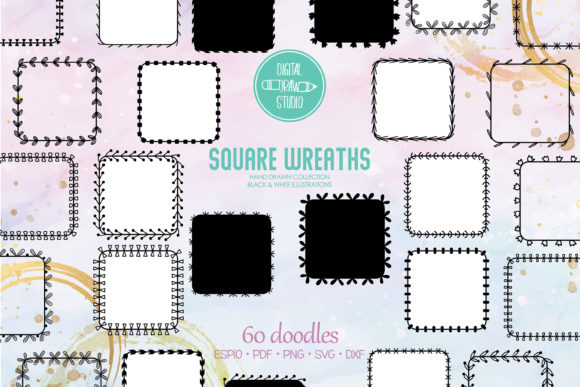 Square Wreaths Floral Borders and Frames