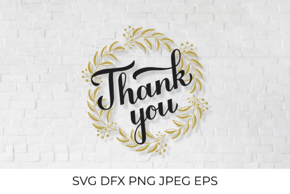 Thank You Calligraphy with Elegant Floral Wreath