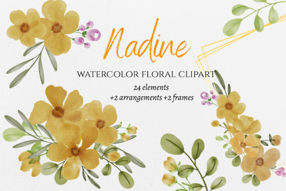 Watercolor Yellow Floral Clipart for Creative Projects